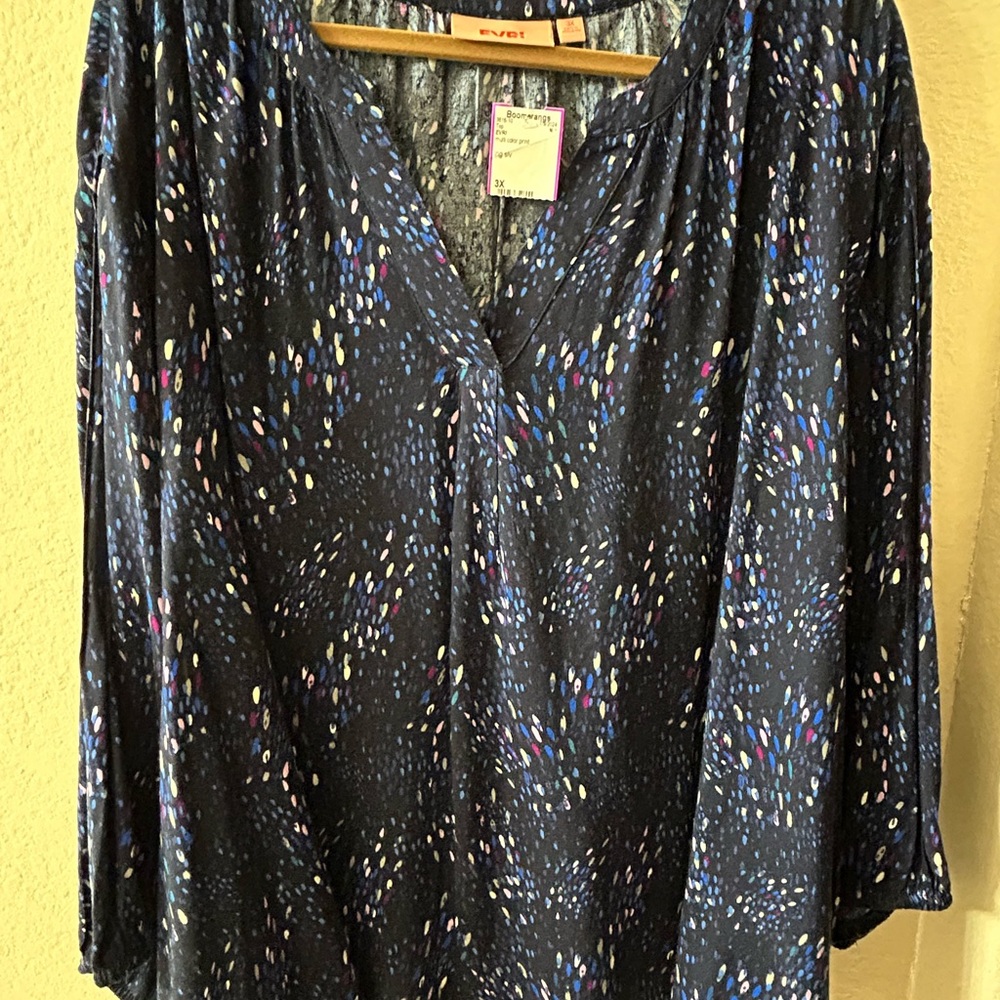 Elegant Navy Blue Patterned Women's Top